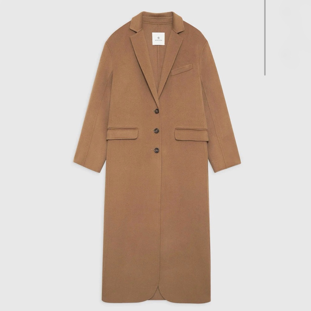 Anine Bing Quinn Long Coat Camel Cashmere Blend (XL) - Picture 4 of 8